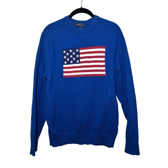 crown & ivy Sweaters - Crown & Ivy Blue American Flag Sweater Womens Small Cotton Wool Blend Crewneck‎